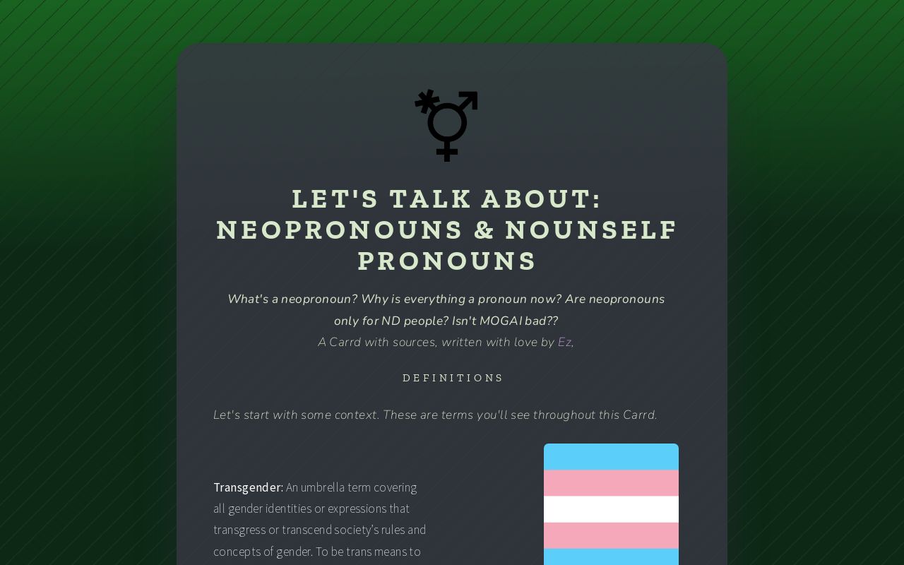 Neopronouns & Nounself Pronouns